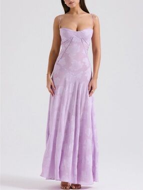 delilah floral long sleeve lace maxi dress house of cb House OF CB Delilah Corseted Lace Maxi Dress